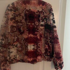 Christopher & Banks Red and Black Floral Blazer - corduroy